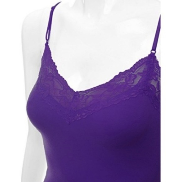 Basic Dark Purple Lace Trim Cami - Picture 3 of 4
